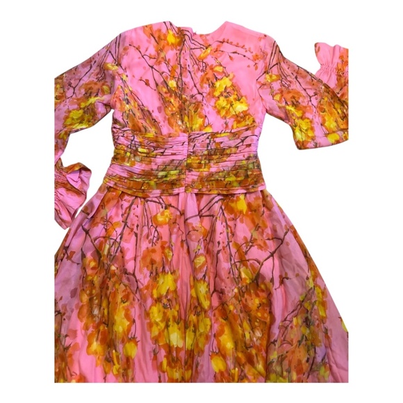 The FOLD of London Pink Silk Floral Maxi Dress Women's Size 2 XS - Picture 7 of 7